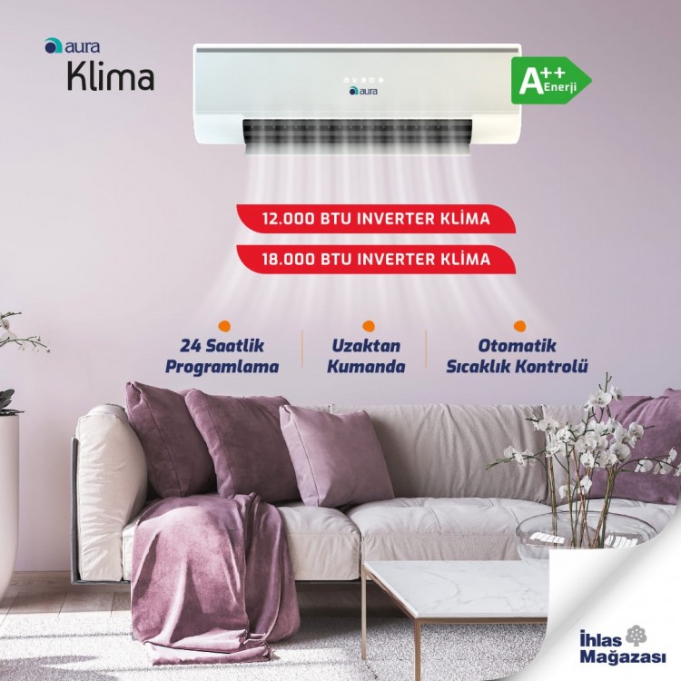 İhlas Aura 12000 BTU A++ Duvar Tipi R32 Inverter Klima