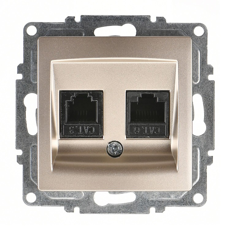 Günsan Visage Metalik Bej Data + Nümeris Telefon Prizi (RJ45 Cat6 + Cat3) Günsan Visage Metalik Bej Data + Nümeris Telefon Prizi (RJ45 Cat6 + Cat3)